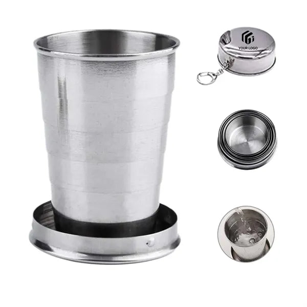 Stainless Steel Folding Portable Camping Mug with Keychain