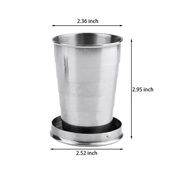Stainless Steel Folding Portable Camping Mug with Keychain