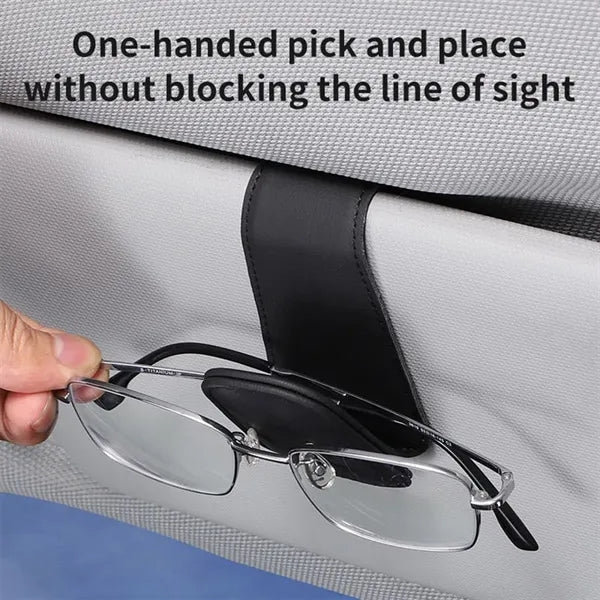 Leather Car Visor Business Card Sunglass Holder
