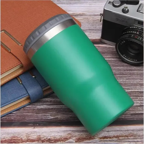 14oz Metal Multi-function Can cooler With 2 Lids