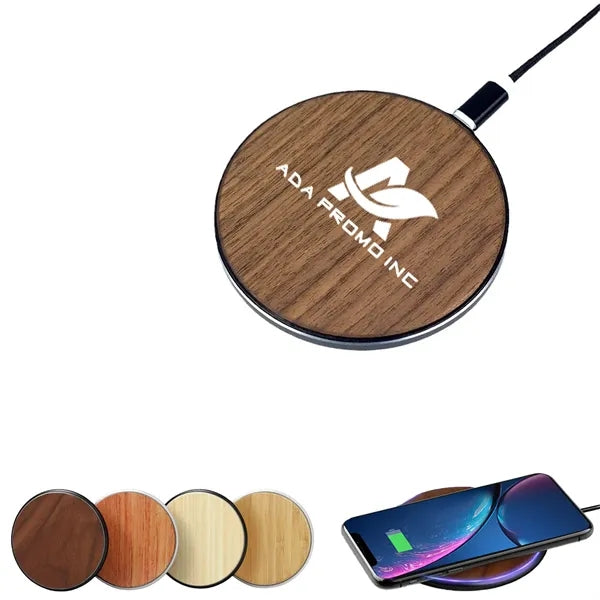 Bamboo Wooden Fast Wireless Charger 15W QI Charging Pad