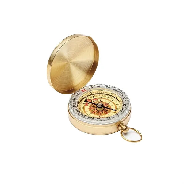 Multifunctional Brass Pocket Watch Flip Lid Luminous Compass