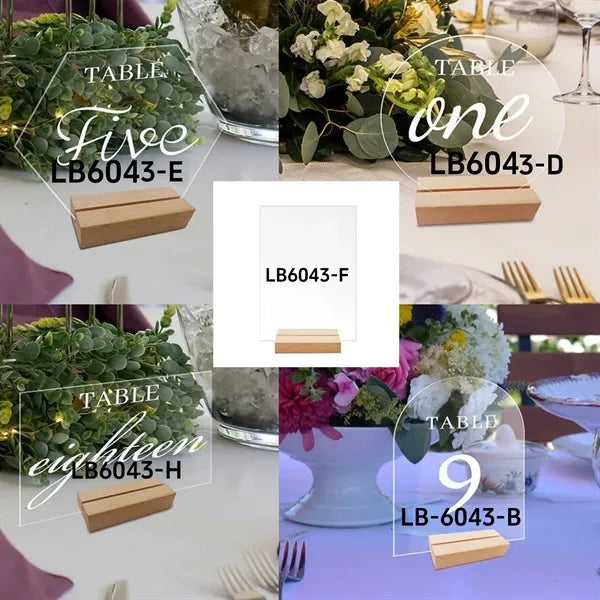 Acrylic Wooden Sign Holders Photo Card Display for Wedding