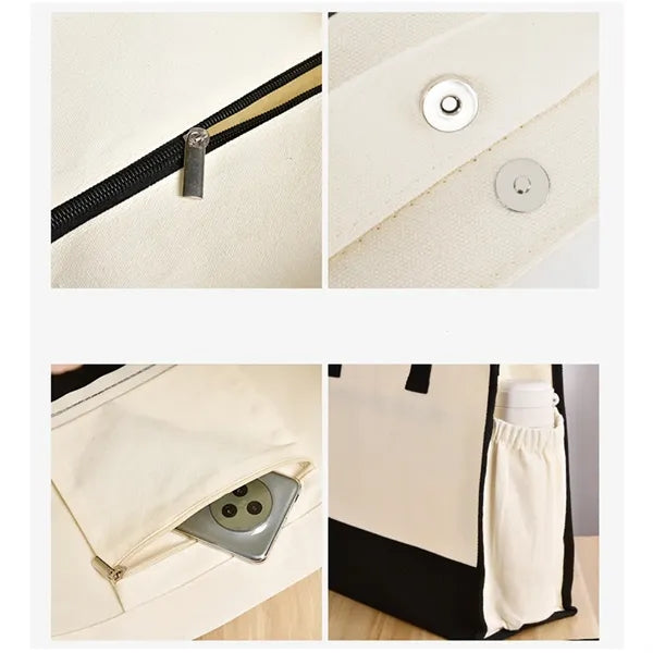 Large Jute Canvas Shopping Tote Bag