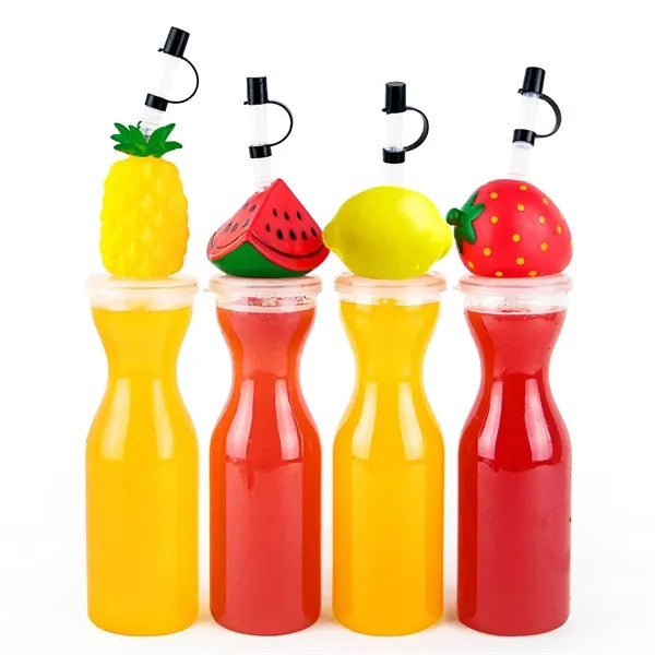 16OZ Disposable Christmas PET Juice Cup Bottle with Straw