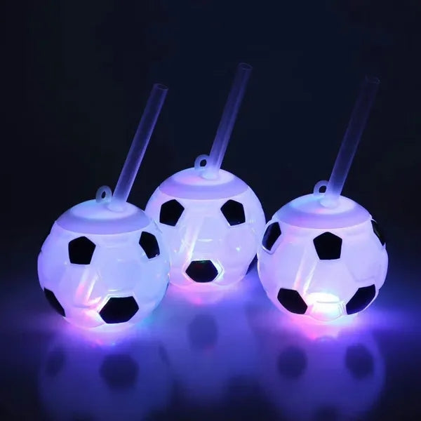 16OZ Light Up Flashing Football World Cup Bottle with Straw