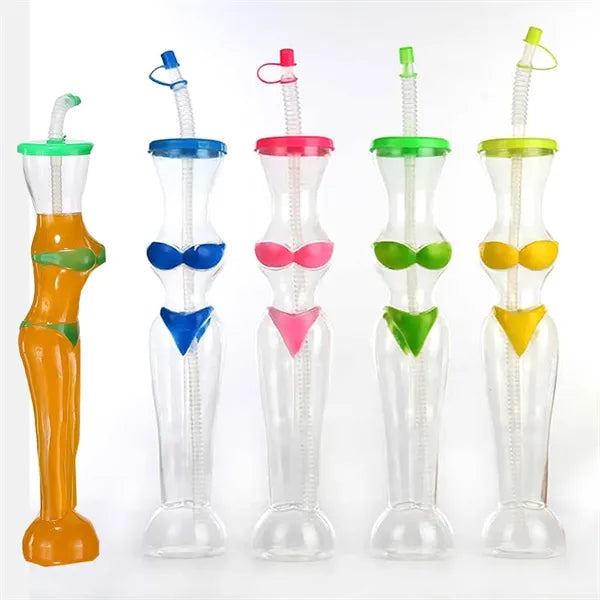 16OZ Funny PET Beauty Lady Body Bikini Cup Bottle with Straw