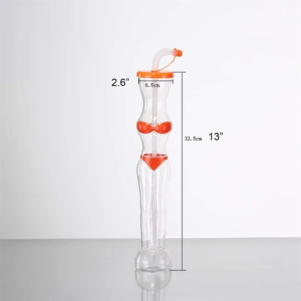 16OZ Funny PET Beauty Lady Body Bikini Cup Bottle with Straw
