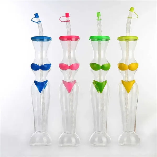 16OZ Funny PET Beauty Lady Body Bikini Cup Bottle with Straw