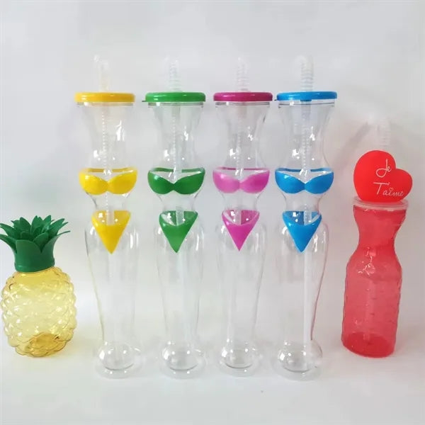 16OZ Funny PET Beauty Lady Body Bikini Cup Bottle with Straw