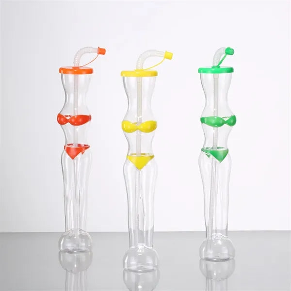 16OZ Funny PET Beauty Lady Body Bikini Cup Bottle with Straw