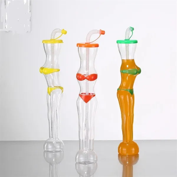 16OZ Funny PET Beauty Lady Body Bikini Cup Bottle with Straw