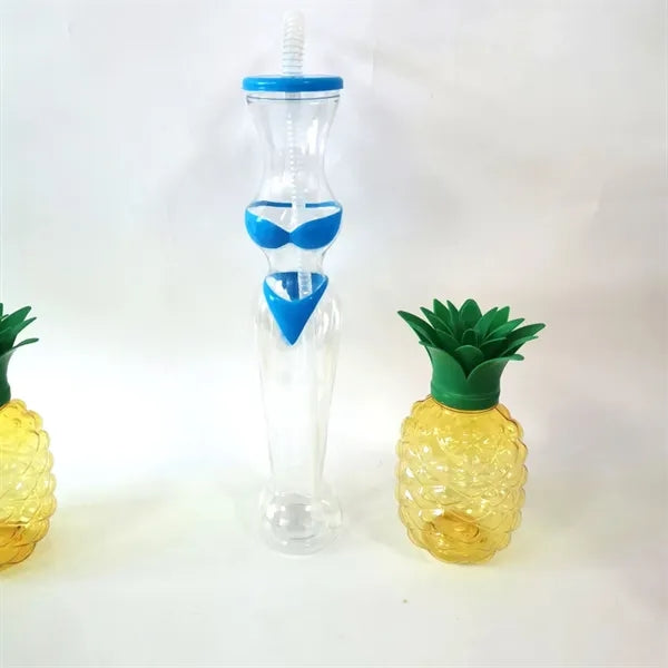 16OZ Funny PET Beauty Lady Body Bikini Cup Bottle with Straw