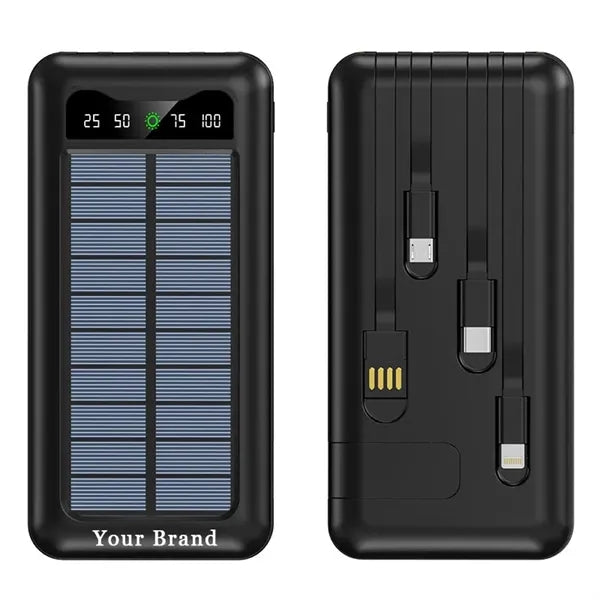 10000mAh Digital Pannel Solar Power Bank w/Wire