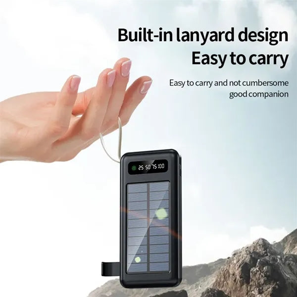 10000mAh Digital Pannel Solar Power Bank w/Wire