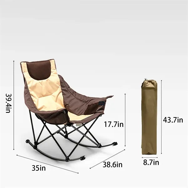 Oversized Folding Lawn Padded Recliner Rocking Camping Chair