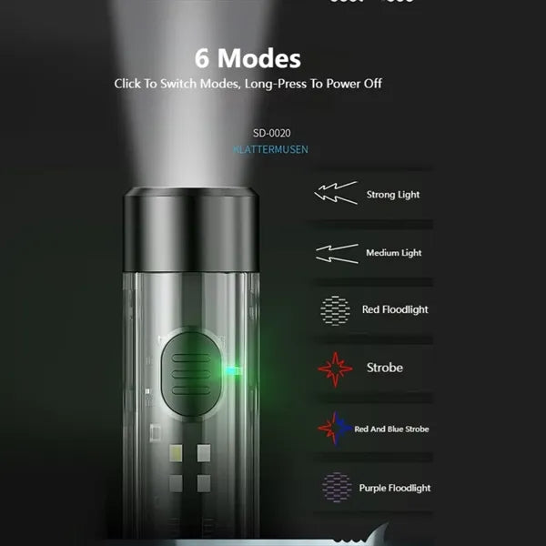 Rechargeable USB C Long Lasting Keychain Flashlight Whistle