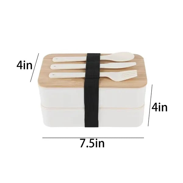 Eco bamboo lid microwave oven double-layer sealed lunch box
