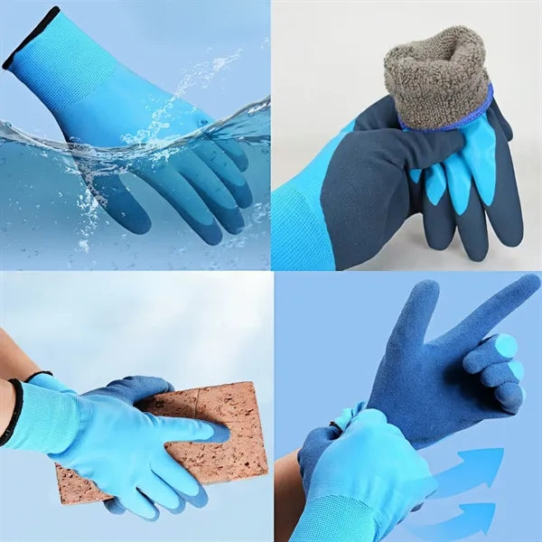 Winter Thickened Coated Waterproof Work Gloves