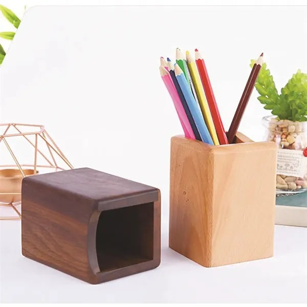 Wooden Desk Pen Holder