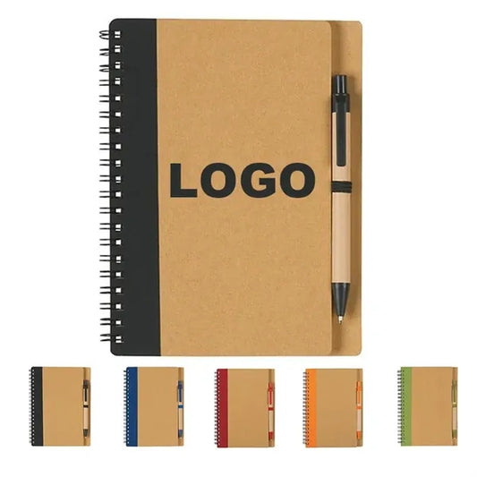 5" x 7" Eco Recycled Soft Cover Kraft Notebook with Pen