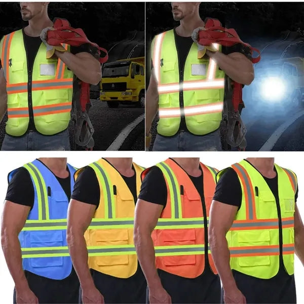 High Visibility Reflective Safety Vest With 5 Pockets Hi Vis