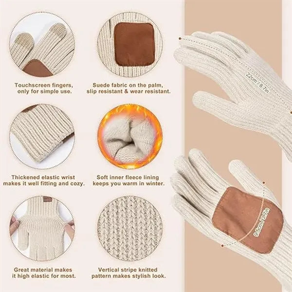 Winter Beanie Hat Scarf Gloves Set