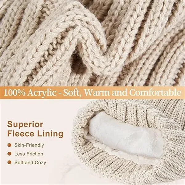 Winter Beanie Hat Scarf Gloves Set
