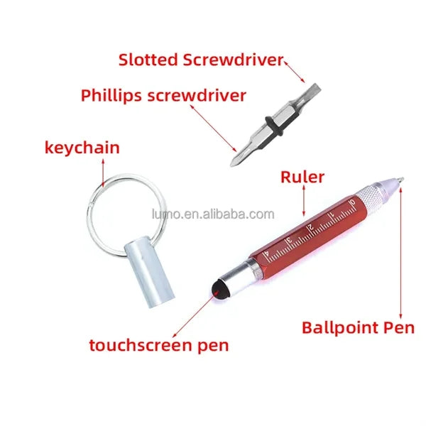 6 in 1 Multitools Pen Keychain W/Pen