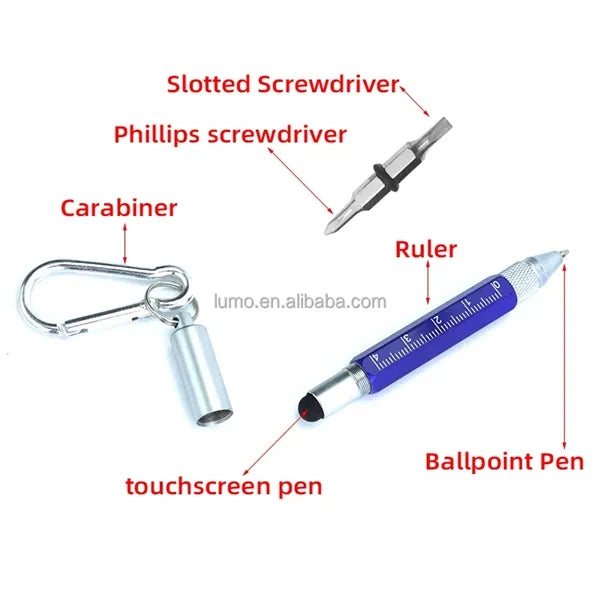 6 in 1 Multitools Pen Keychain W/Pen