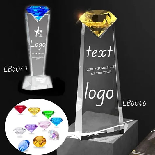 Sparkling Crystal Award Plaque Glass Diamond Trophy
