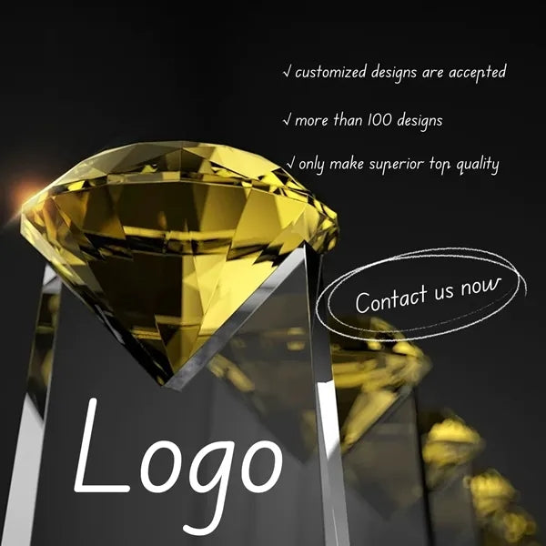 Sparkling Crystal Award Plaque Glass Diamond Trophy
