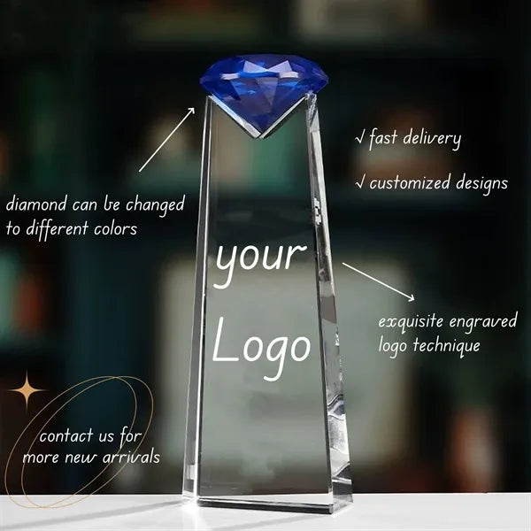 Sparkling Crystal Award Plaque Glass Diamond Trophy