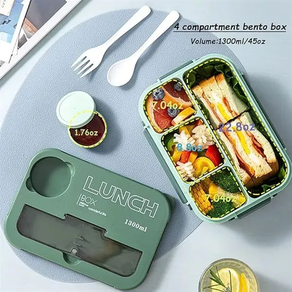4 Compartment Bento Lunch Box With Tableware