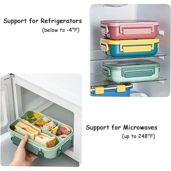 4 Compartment Bento Lunch Box With Tableware