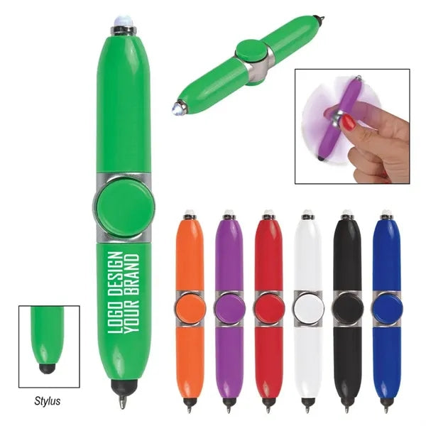ABS 3 In 1 Light up Fidget Spimner Pen With Stylus