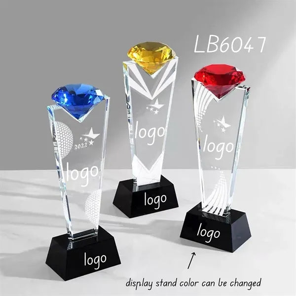 Recognition Crystal Award Glass Trophy Cup with Diamond