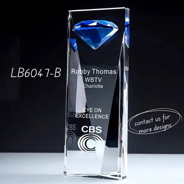 Recognition Crystal Award Glass Trophy Cup with Diamond