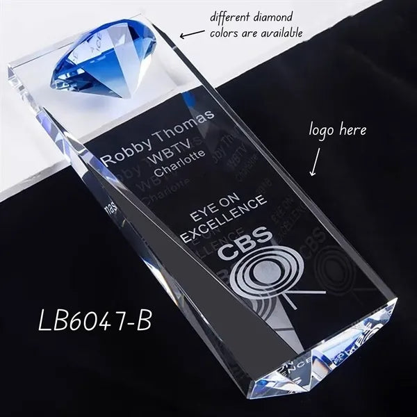 Recognition Crystal Award Glass Trophy Cup with Diamond