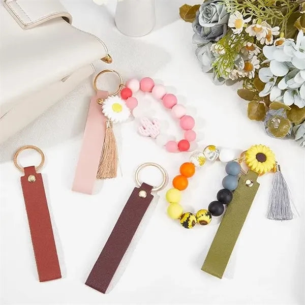 Colorful Laser Leather Keychains PU