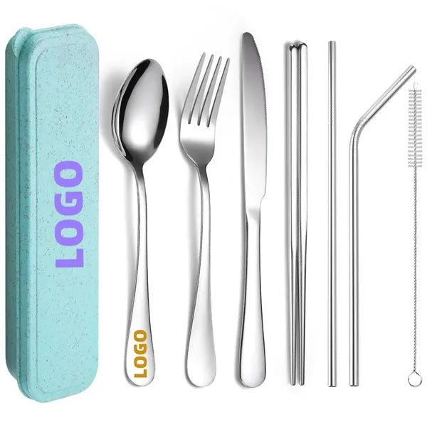 Portable Stainless Steel Cutlery Set - 7 Pcs Utensils