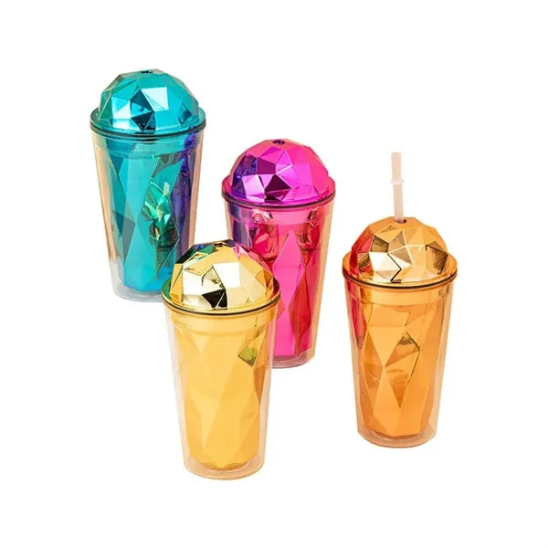 15oz Double Walled Diamond Shaped Straw Cups