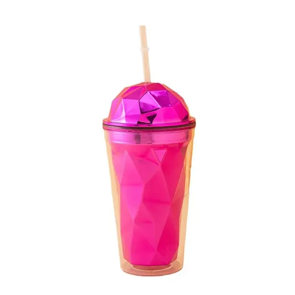 15oz Double Walled Diamond Shaped Straw Cups