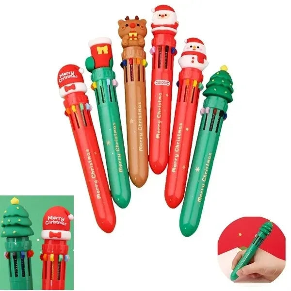 10 Colors Christmas Press Ballpoint Pen