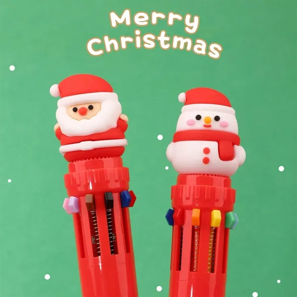 10 Colors Christmas Press Ballpoint Pen