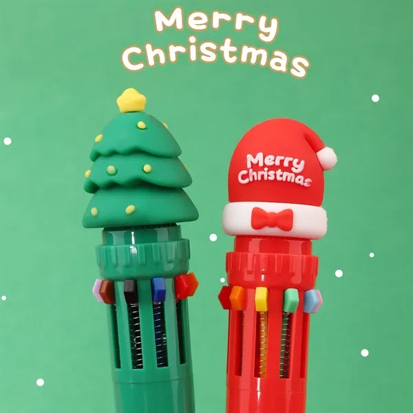 10 Colors Christmas Press Ballpoint Pen
