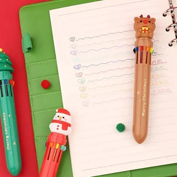 10 Colors Christmas Press Ballpoint Pen