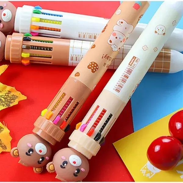 10 Colors Christmas Press Ballpoint Pen