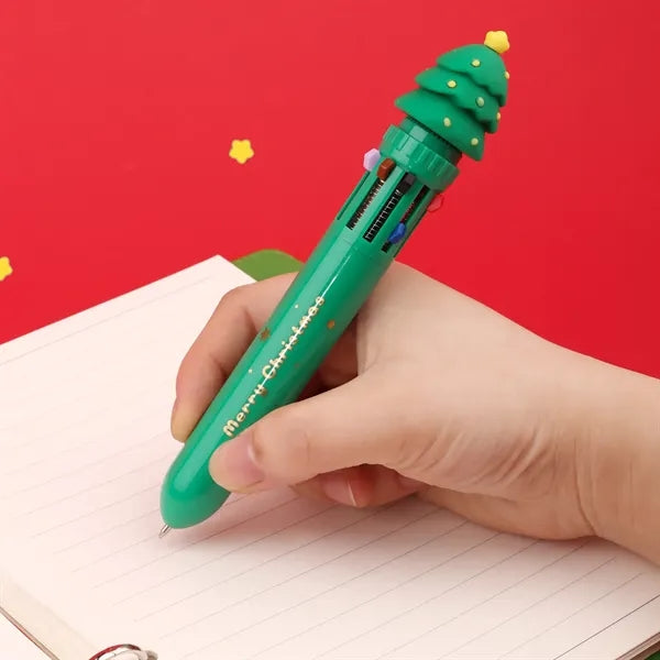 10 Colors Christmas Press Ballpoint Pen