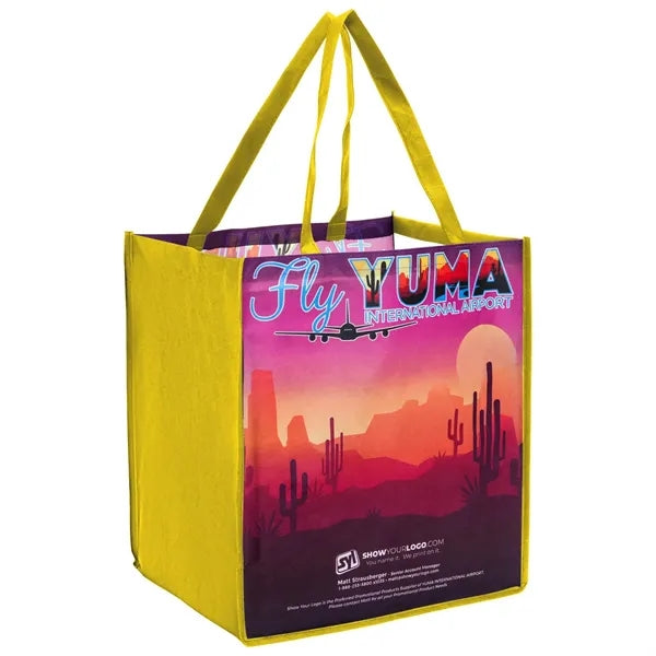 Sublimated PET Non-Woven Grocery Tote Bag w/ Gusset